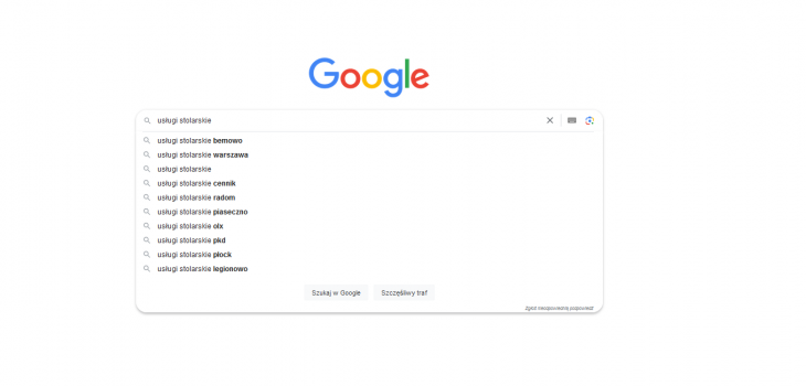 Wyniki wyszukiwania w Google
