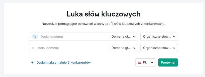 Porównaj profile słów kluczowych z maksymalnie czterema konkurentami.