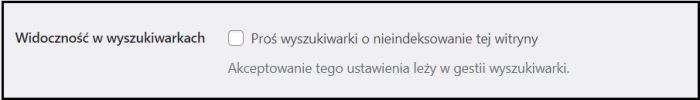 Podgląd panelu Word Press: Blokowanie widoczności strony.