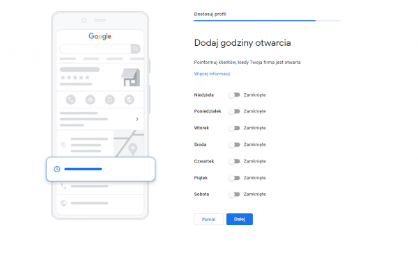 7 krok zakładania profilu GMF
