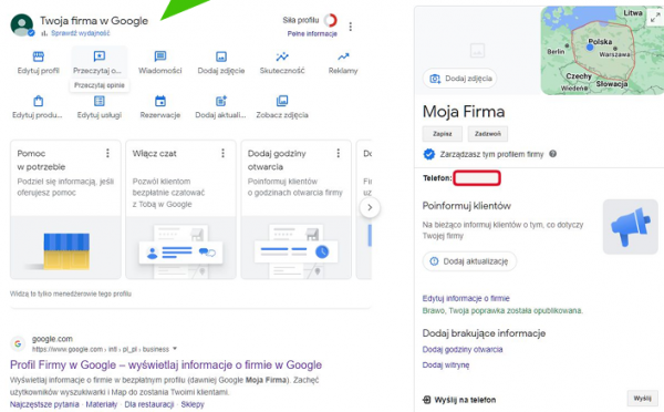 Widok panelu GMF po weryfikacji