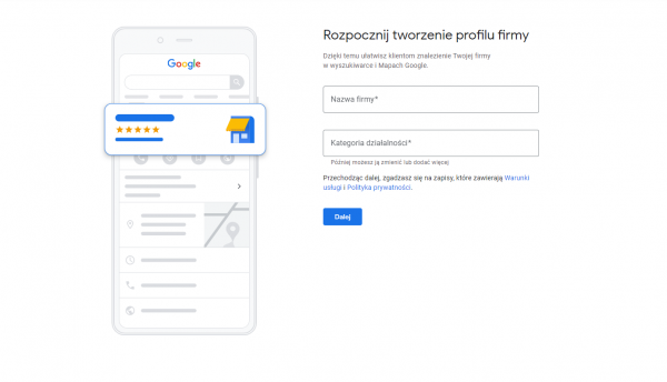 1 krok zakładania profilu GMF