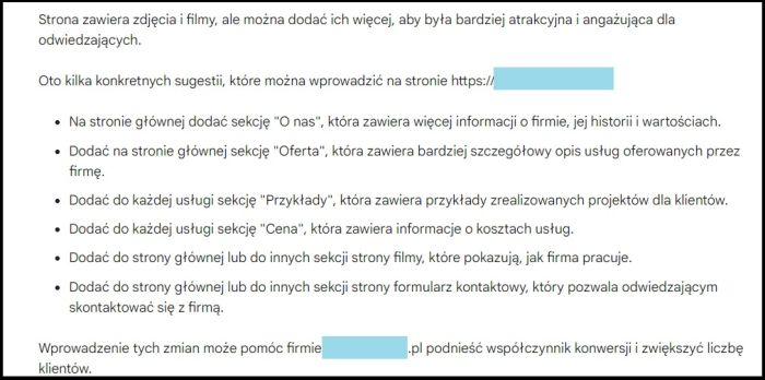 Przykładowe propozycje zmian do wdrożenia.