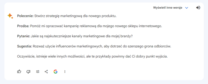 Przykłady promptów.