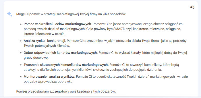Zakres wsparcia Google Bard