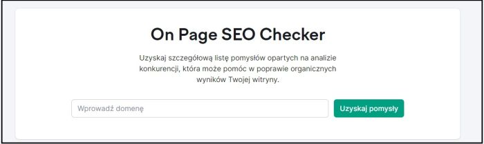 Panel Semrush: Zakładka On Page SEO Checker